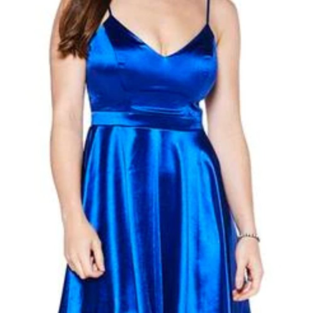 Blue Fit and Flare Mini Cocktail Dress